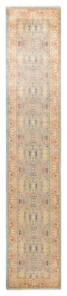 Mogul, One-of-a-Kind Hand-Knotted Area Rug Light Blue, 2'7"x13'7"