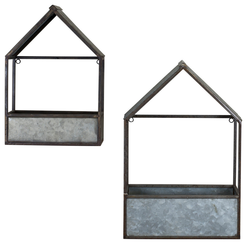 Metal Wall Planters Set of 2, Gray
