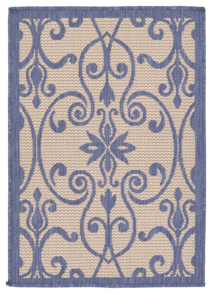 Rug Unique Loom Outdoor Botanical Blue Rectangular 2' 2 x 3' 0