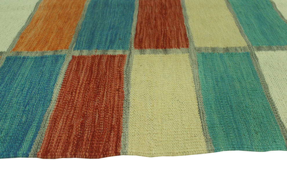 Winchester Kilim Erma Turquoise/Rust Runner, 2'9x15'11
