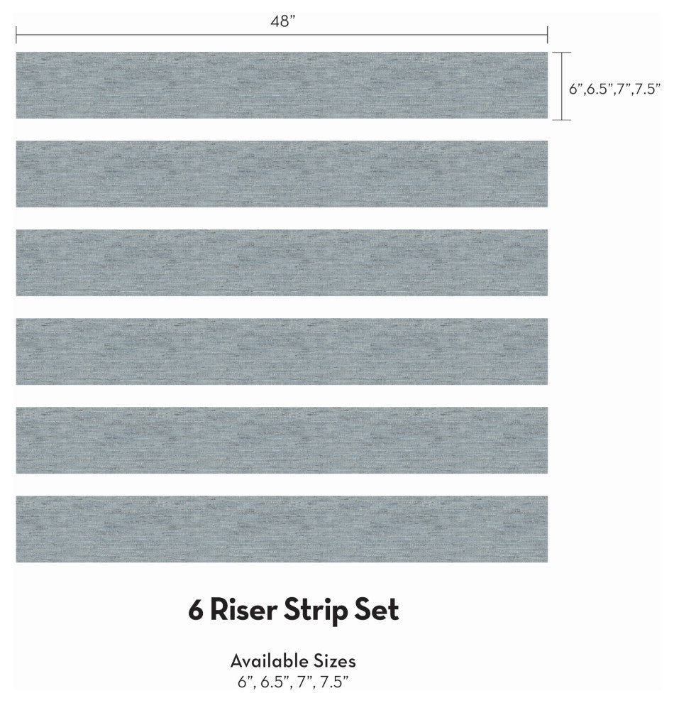 Canvas Look Peel and Stick Stair Riser Strips, Blue, 48"x6", Set of 6