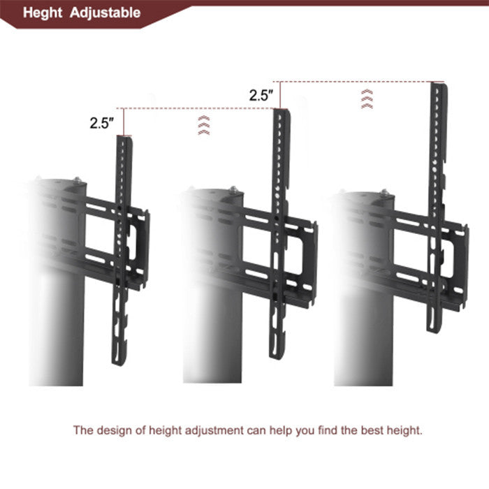 Black Multi-function TV Stand  Adjustable Height  Bracket Swivel 3-Tier