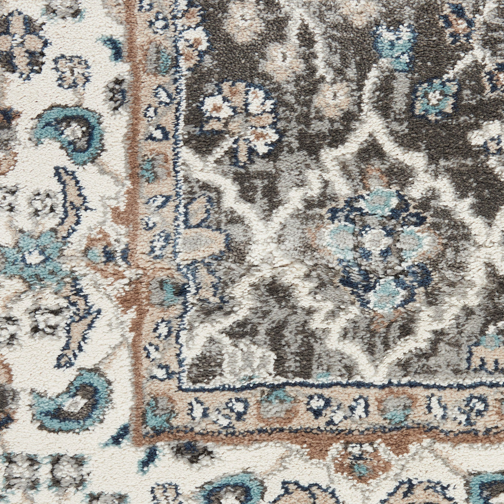 Nourison American Manor 5'3" x 7'3" Blue/Ivory Bordered Indoor Rug, Grey/Ivory, 8'x10', Bordered