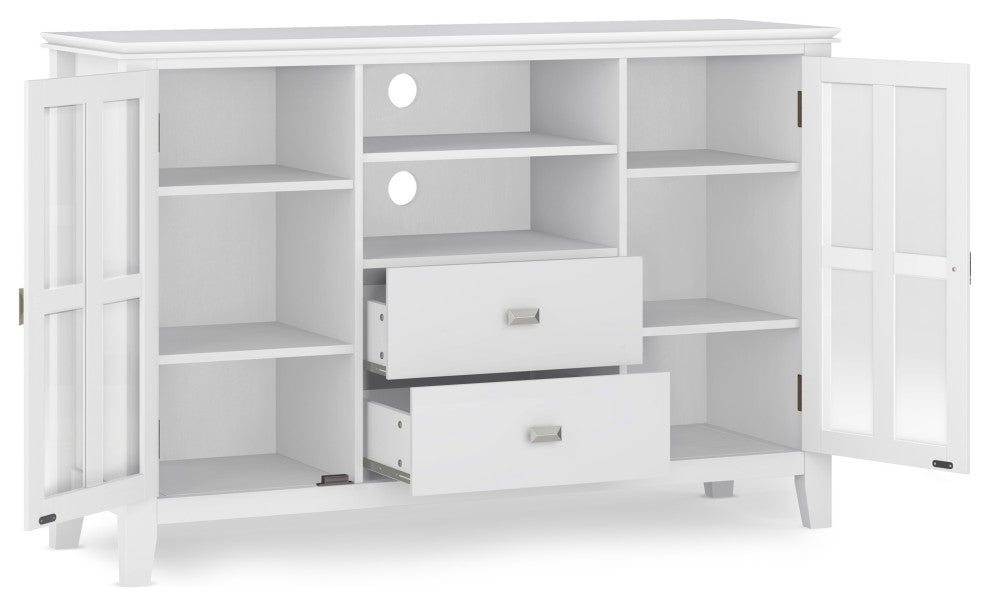 Artisan SOLID WOOD Tall TV Media Stand, White For TVs up to 60 inches