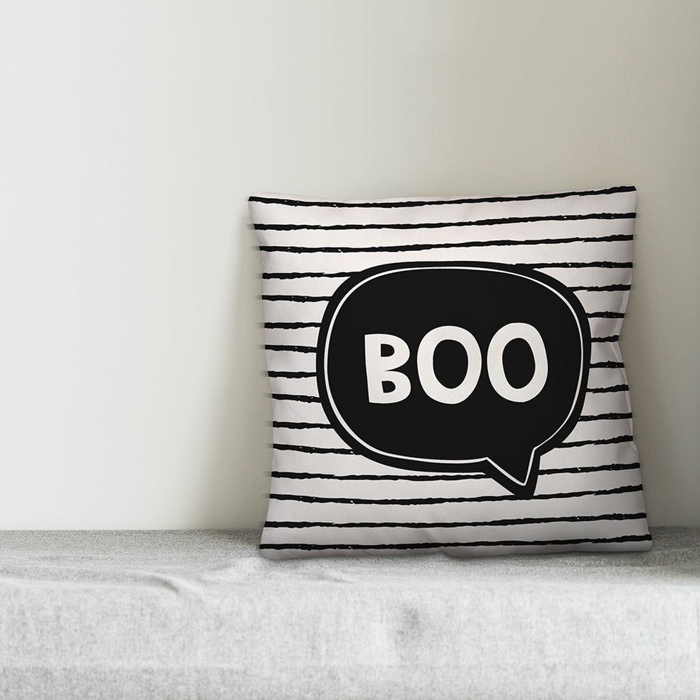 Boo Thought Bubble White 18"x18" Throw Pillow