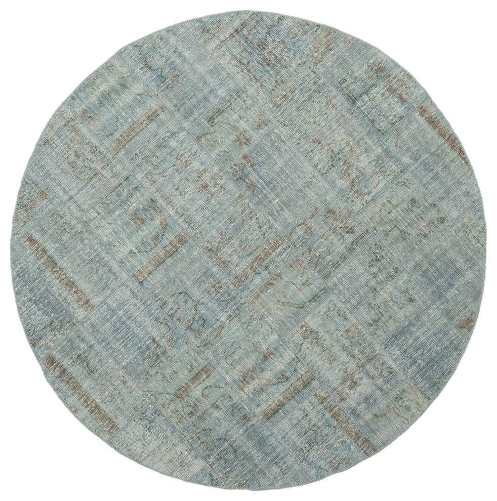 Rug N Carpet - Handwoven Anatolian 6' 6" x 6' 6" Wool Round Patchwork Rug