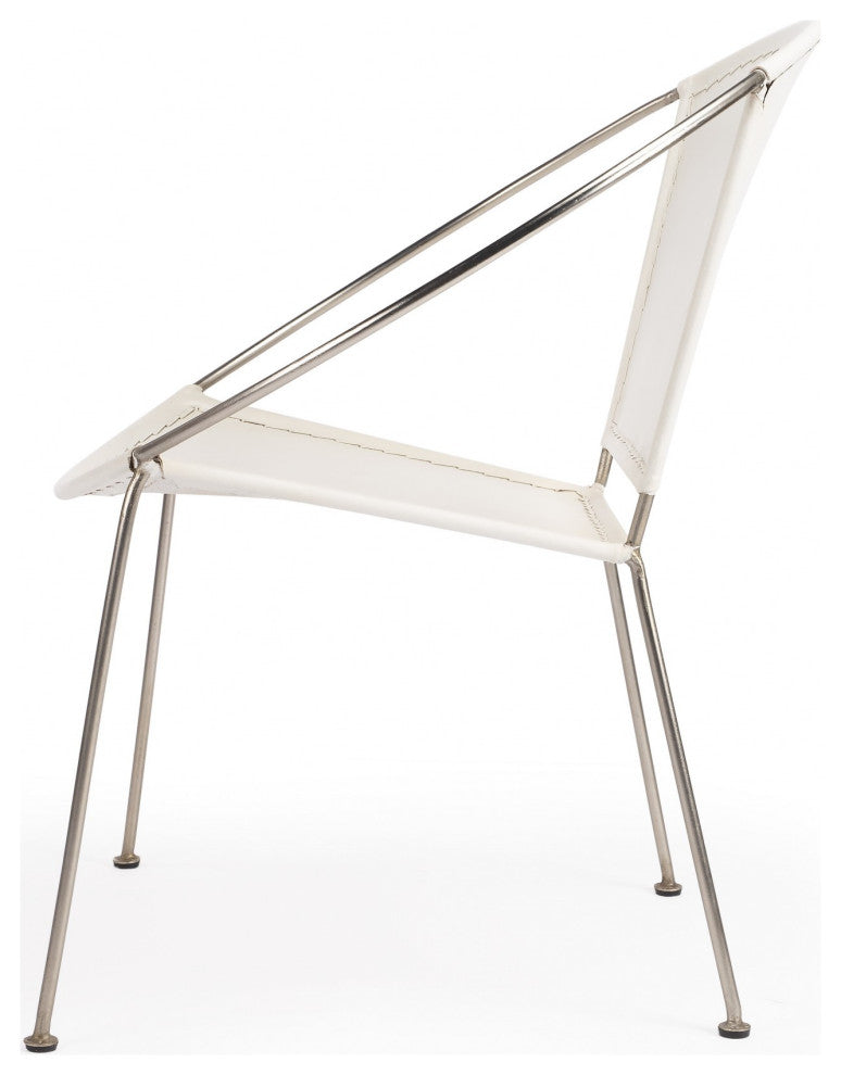 Modern Ring Shape White Leather Accent Chair
