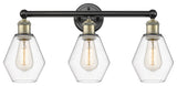 Cindyrella 3-Light 24" Bath Vanity Light, Black Antique Brass, Clear Shade