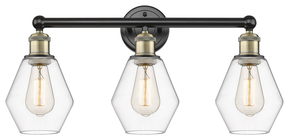 Cindyrella 3-Light 24" Bath Vanity Light, Black Antique Brass, Clear Shade