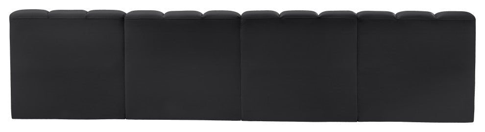 Arc Vegan Leather Upholstered 4-Pc. Modular Sofa, Black