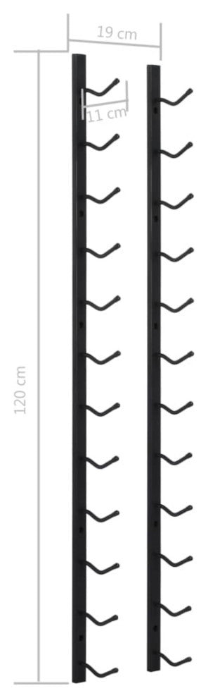Vidaxl Wall Mounted Wine Rack For 12 Bottles Black Iron