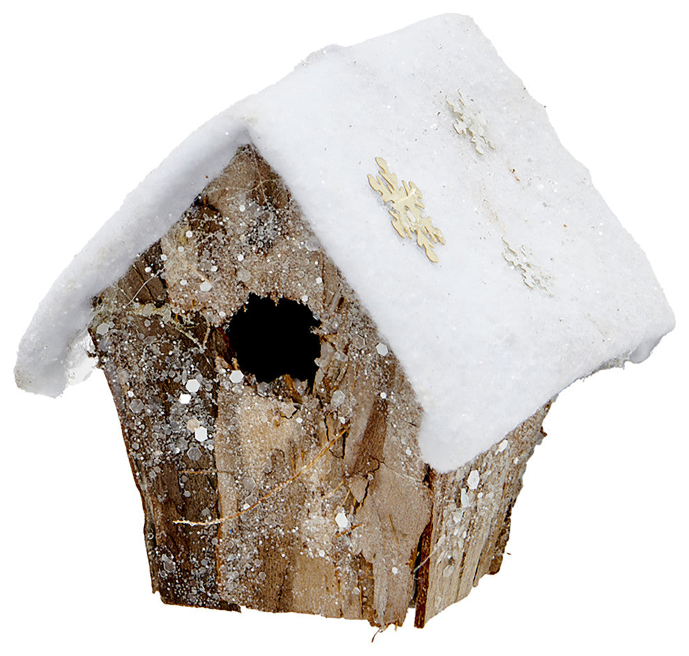 Snowy Birdhouse Ornament, 4"