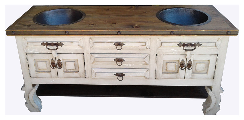 Don Pio Rustic Reclaimed Wood Bathroom Vanity, 60"x20"x32"