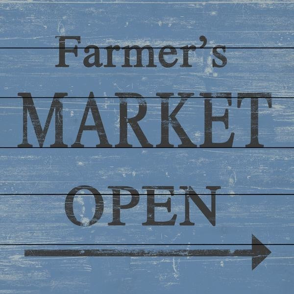 "Farmer's Market Open II" Painting Print on White Wood, 24"x24"