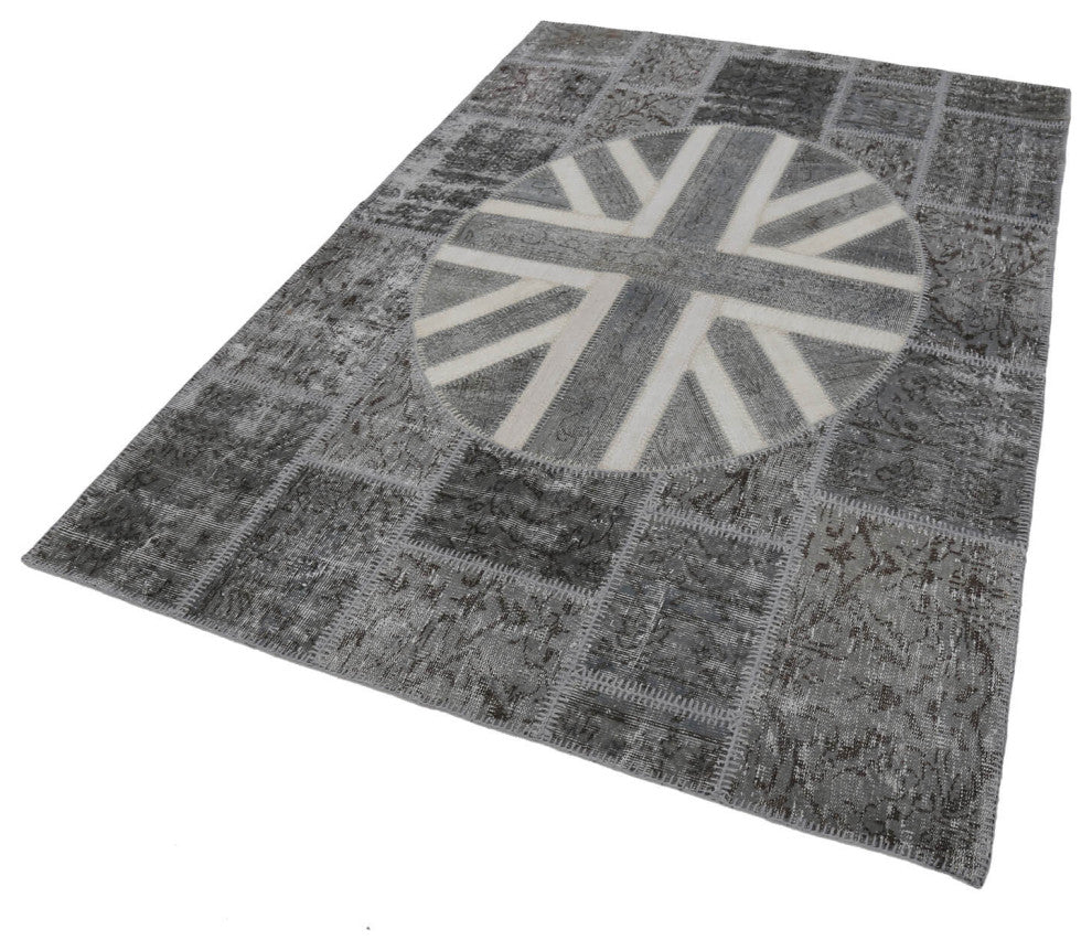 Rug N Carpet - Hand-knotted Turkish 5' 7'' x 8' 2'' Flag Patchwork Rug