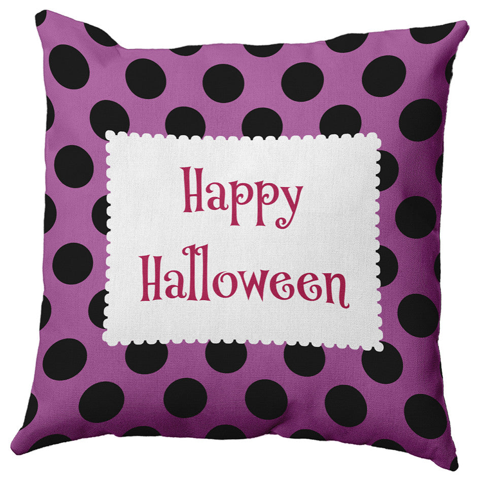 Happy Halloween Dots Accent Pillow, Orchid, 18"x18"