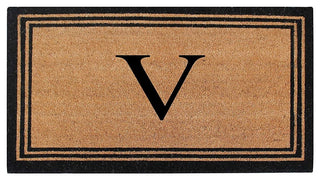 A1HC Black/Beige Coir Monogrammed Doormat 24"x39" , V