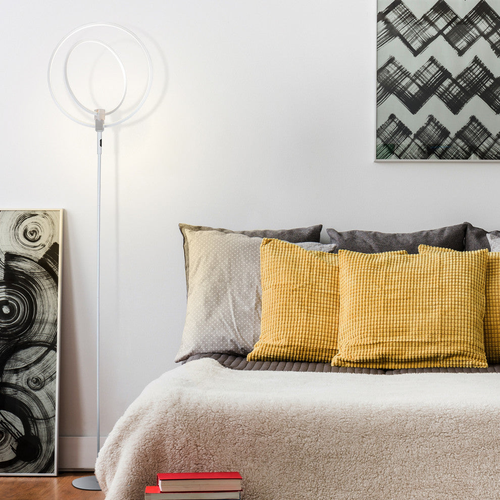 Brightech Eclipse Modern LED Torchiere Floor Lamp - Very High Brightness, Silver
