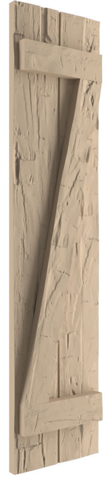 Rustic 2 Board Joined B-N-B Faux Wood Shutters, Hand Hewn, 11x62"