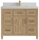Santa Monica 42 Single Sink Bath Vanity in Whitewashed Teak 2" Carrara Quartz