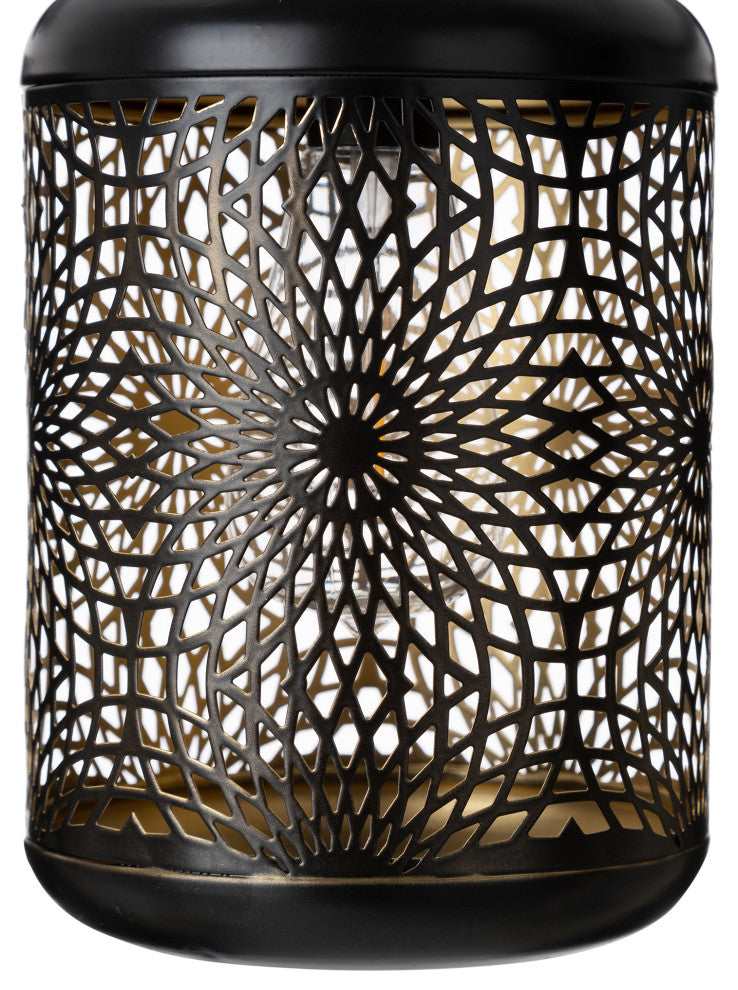 8.75"H Metal Cutout Solar Powered Outdoor Hanging Lantern