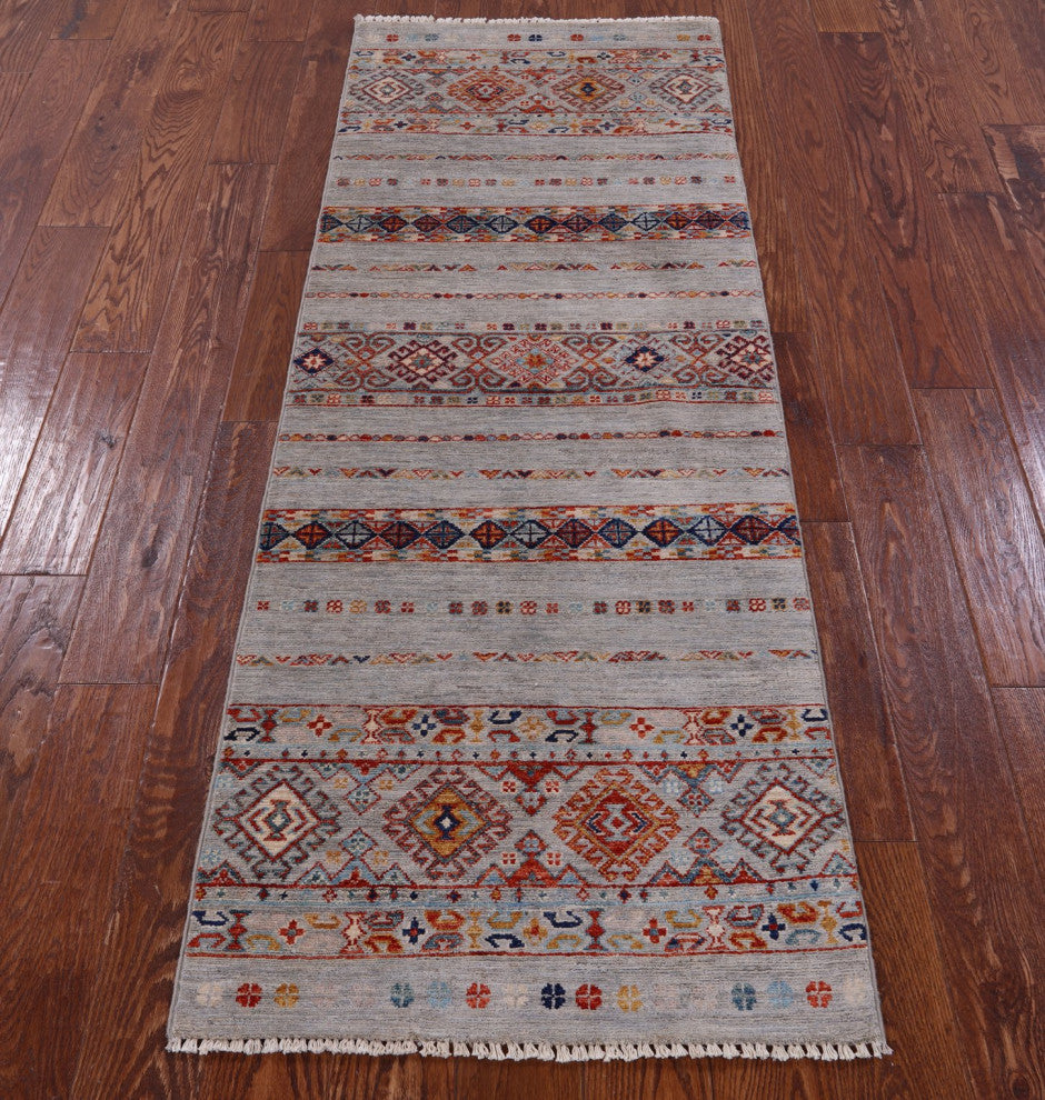 Runner Khorjin Super Kazak Hand-Knotted Wool Rug 2' 5" X 6' 7" Q10836