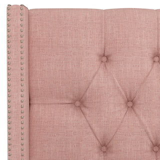 Monarch Queen Tufted Wingback Bed, Zuma Rosequartz