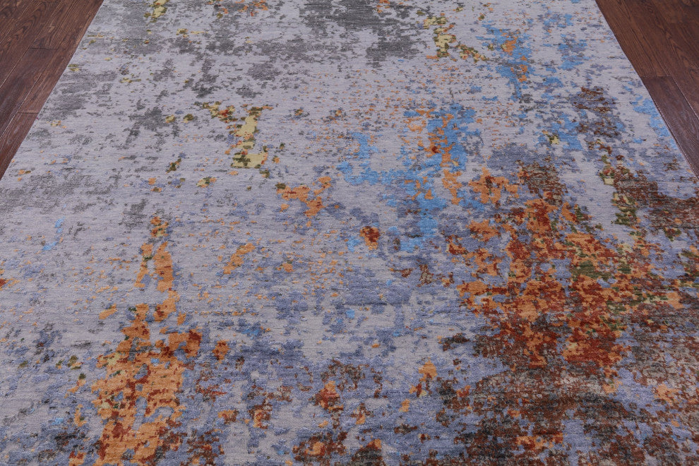 8' 0" X 10' 6" Wool & Silk Abstract Hand Knotted Rug - Q13510