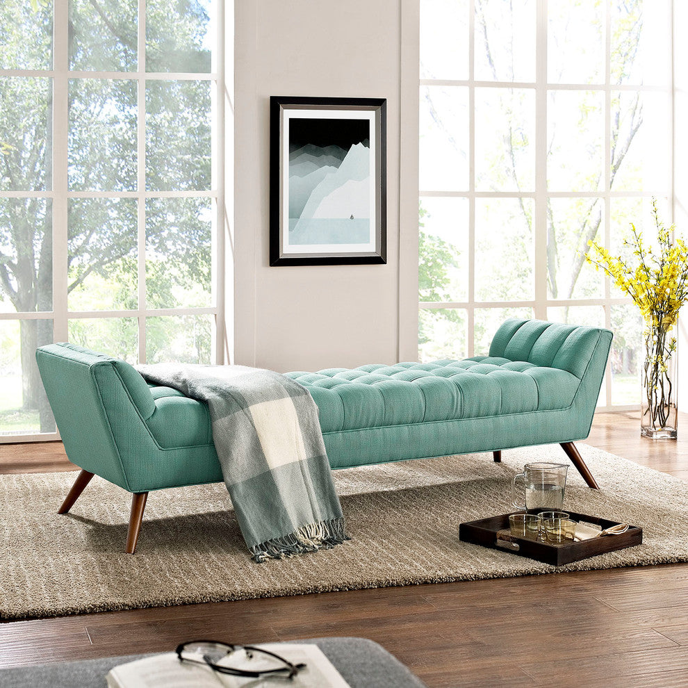 Modern Contemporary Fabric Bench , Blue, Fabric