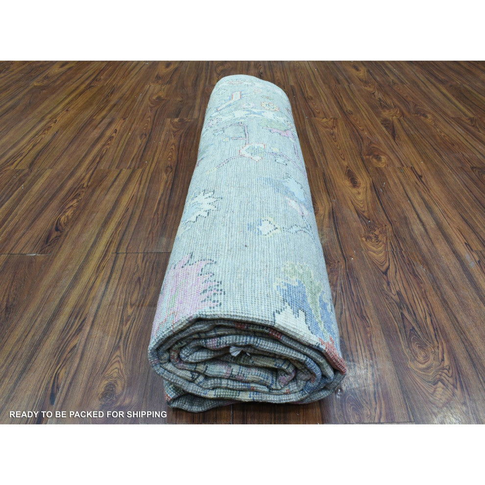 Light Gray, Hand Knotted Afghan Angora Oushak, Soft Wool Rug, 8'1"x10'1"