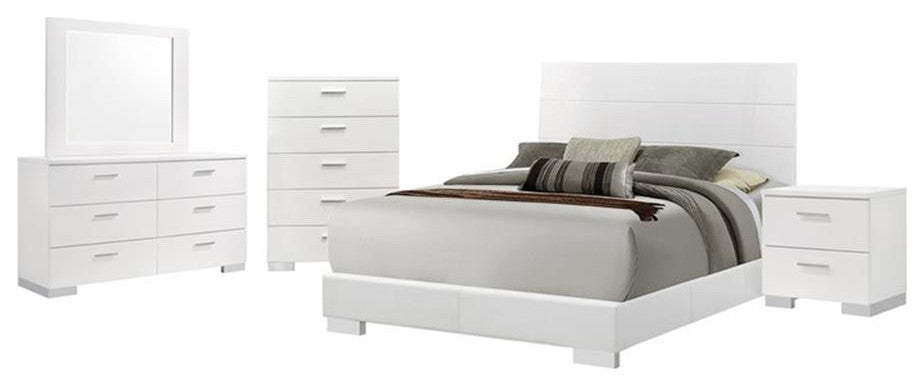 Coaster Felicity 5-piece Queen Panel Wood Bedroom Set Glossy White