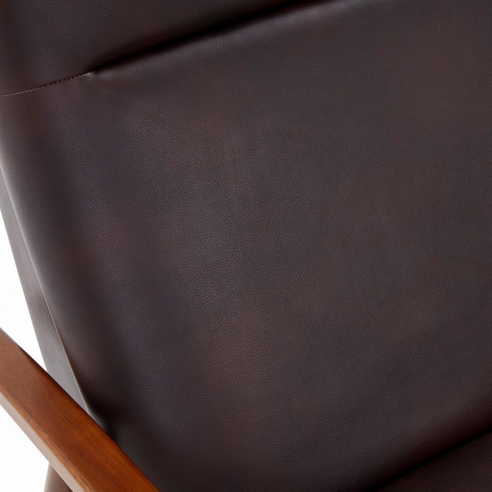 Solaris Wood Arm Push Back Recliner, Burnished Brown