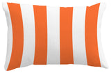 Rugby Stripe Stripe Print Throw Pillow With Linen Texture, Orange, 14"x20"