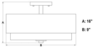 Burnaby Mid-Century Drum Semi Flush Ceiling Light, Matte Brass, 16"Wx9"Hx16"D