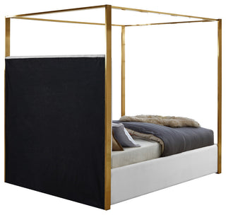 Jones Upholstered Bed, White, King, Vegan Leather