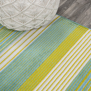Duxbury Gradient Ticking Striped Green/Blue 2'x8' Runner Rug