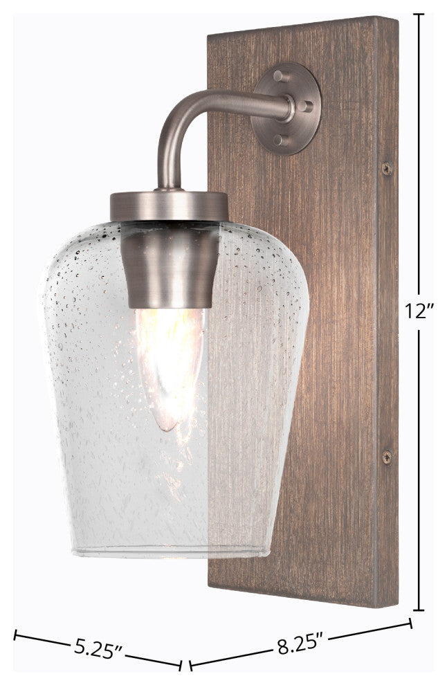 Oxbridge Wall Sconce, Graphite & Painted Distressed Metal, 5" Clear Bubble