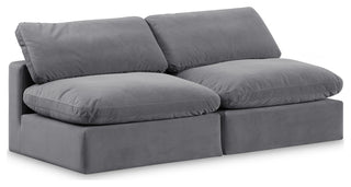 Comfy Upholstered Modular Sofa, Grey, 2-Piece: 2 Armless Chair, Velvet
