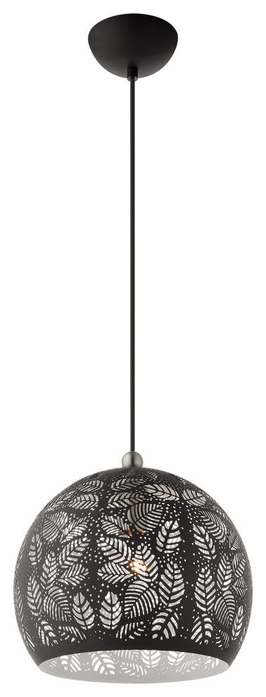 Livex Lighting Chantilly 1 Light Black With Brushed Nickel Accents Small Pendant