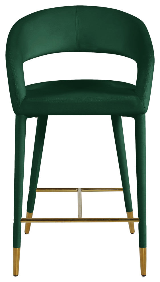 Destiny Counter Stool, Green, Velvet
