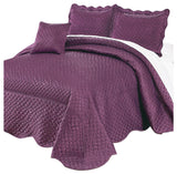 Matte Satin Quilted 4 Piece Bedspread Set, Prune Purple, Queen
