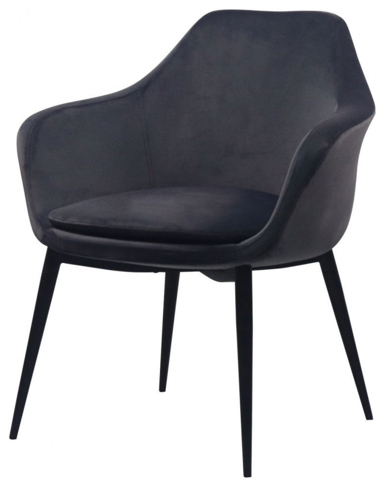 Gray Black Velvet Dining Chair
