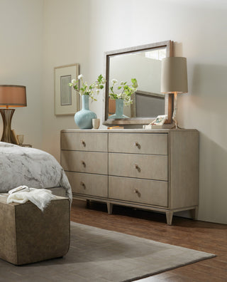 Hooker Furniture 5990-90002-LTWD Elixir 70"W Rubberwood and - Serene Gray Beige