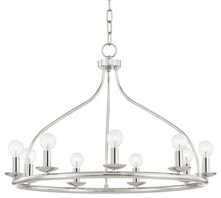 Kendra, 9-Light Chandelier, Polished Nickel Finish