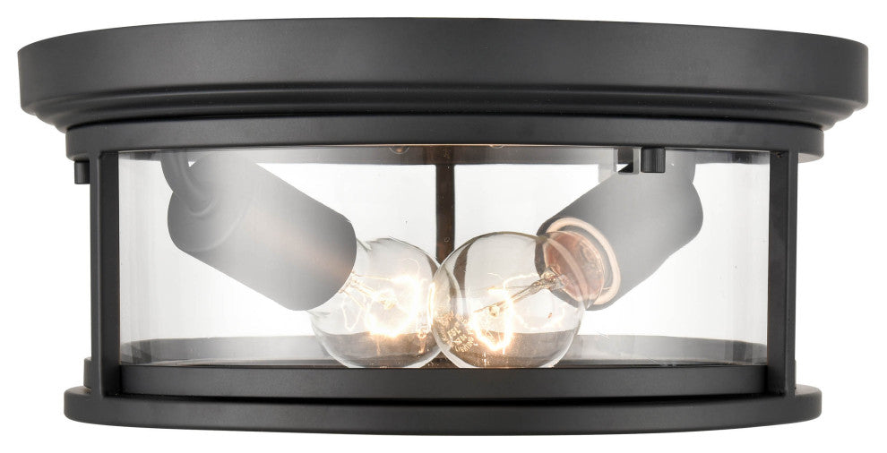 2 Light 12 in. Powder Coat Black Outdoor