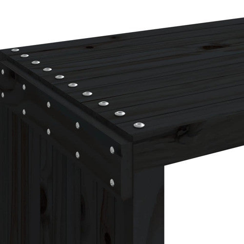 vidaXL Patio Bench Extendable Garden Bench Outdoor Seating Black Solid Wood Pine