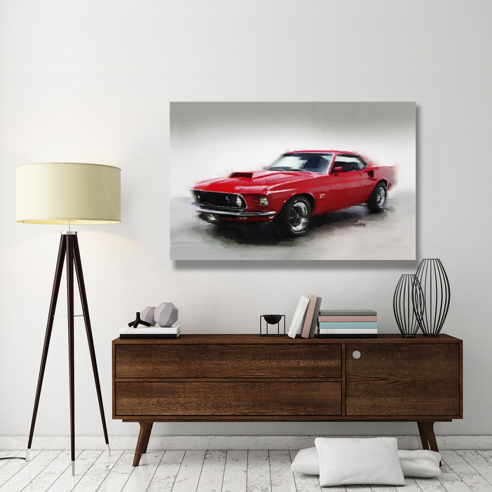 "1969 Ford Mustang Watercolor" Fine Art Print