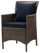 Side Dining Chair Armchair, Set of 2, Rattan, Wicker, Brown Blue Navy, Outdoor
