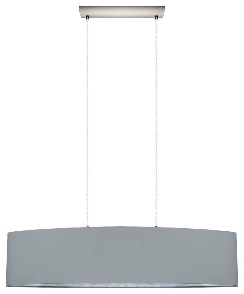 Maserlo - 2-Light Pendant - Satin Nickel, Grey & Silver Shade