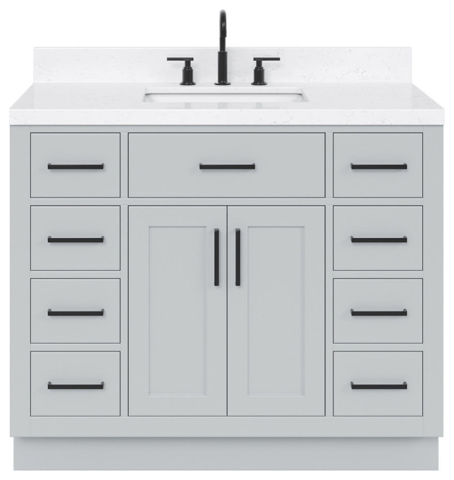 Ariel Hepburn 42" Single Rectangle Sink Vanity, Carrara Quartz